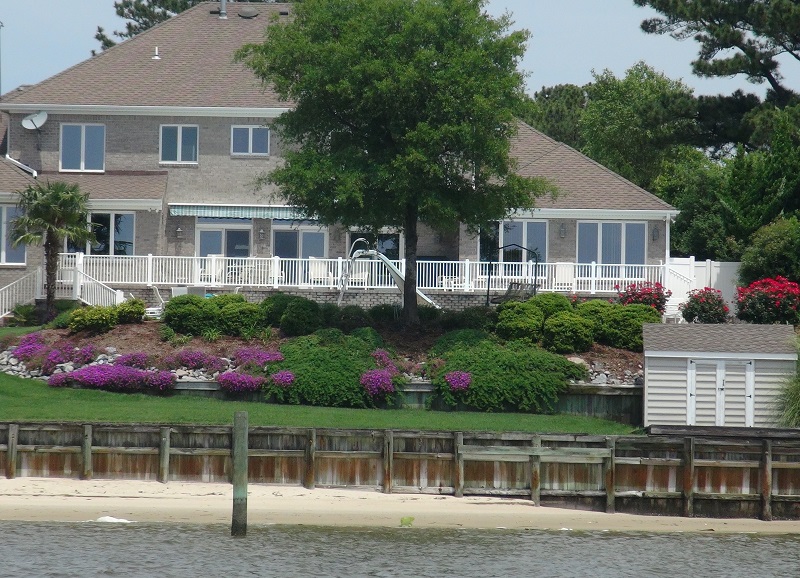 Shoreline protected with bulkhead