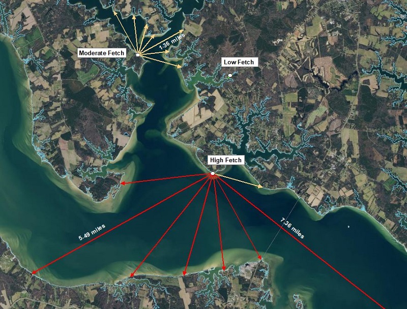 Moderate and high fetch aerial view