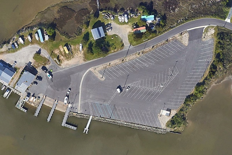 Parking lot adjacent to shoreline