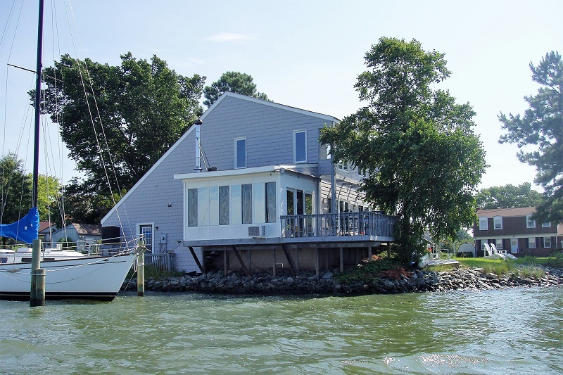 House adjacent to water