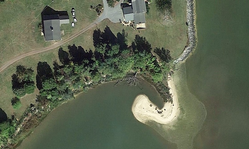 Google Earth image of a sandspit
